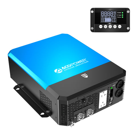3000W Inverter Charger, 12V DC to 120V AC Pure Sine Wave with Charger