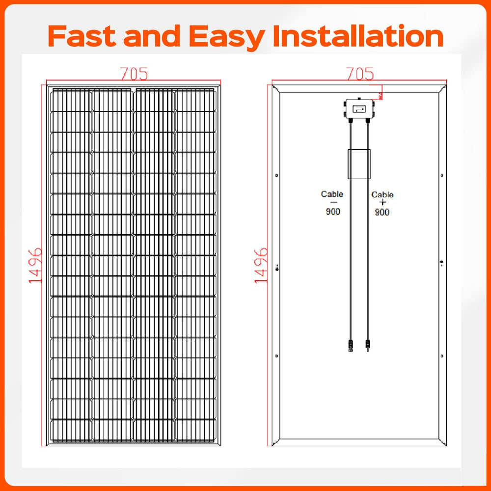 ACOPOWER 200 Watt 24 Volt 9BB Cell Monocrystalline Solar Panel