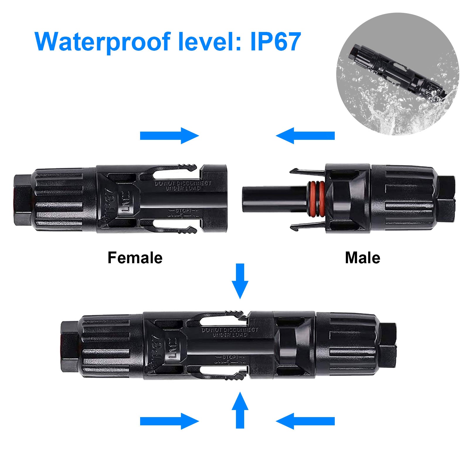 3 Pairs Male/Female Solar Connectors